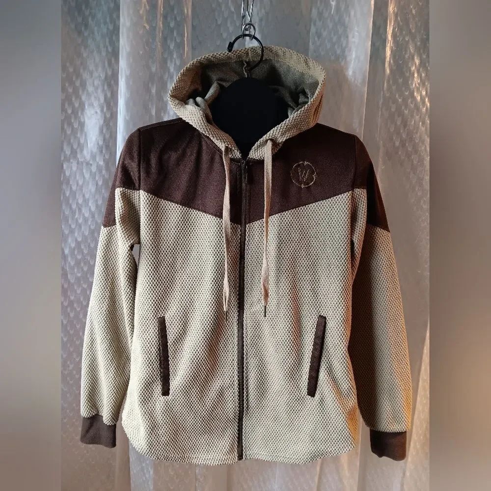 Blizzard World Of Warcraft Embroidered Promo Tan Hooded Jacket Size Small